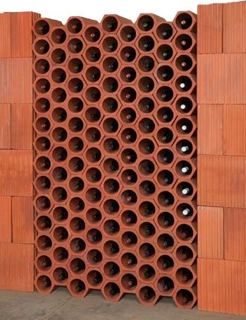 Wine cellar with hexagonal wine storage tiles